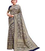 Blue woven silk saree with blouse