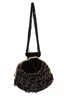 Anekaant Dangle Embellished Velvet Potli Black & Gold
