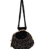 Anekaant Dangle Embellished Velvet Potli Black & Gold