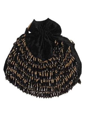 Anekaant Dangle Embellished Velvet Potli Black & Gold 3