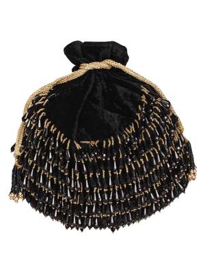 Anekaant Dangle Embellished Velvet Potli Black & Gold 4