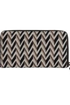 Anekaant Chevron Textured Canvas Wallet Natural & Black