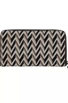 Anekaant Chevron Textured Canvas Wallet Natural & Black