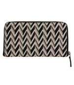 Anekaant Chevron Textured Canvas Wallet Natural & Black