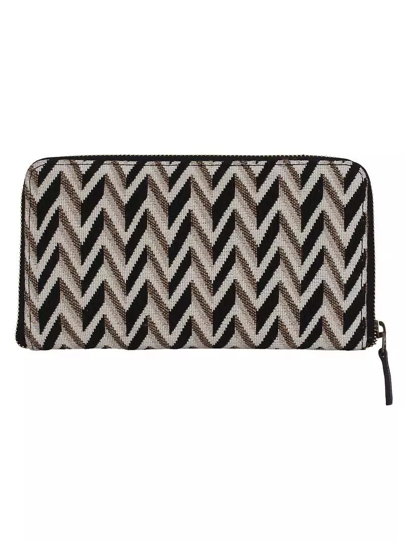 Anekaant Chevron Textured Canvas Wallet Natural & Black