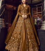 Dark-bronze embroidered net salwar