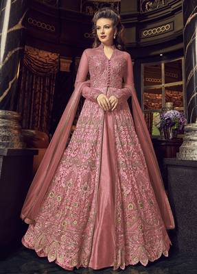 Light-pink embroidered net salwar 1