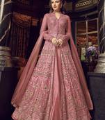 Light-pink embroidered net salwar