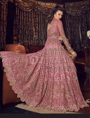 Light-pink embroidered net salwar 2