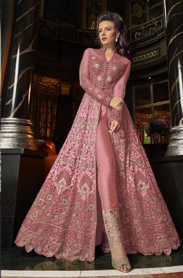 Light-pink embroidered net salwar 3