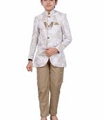 Fawn plain polyester boys-indo-western-dress