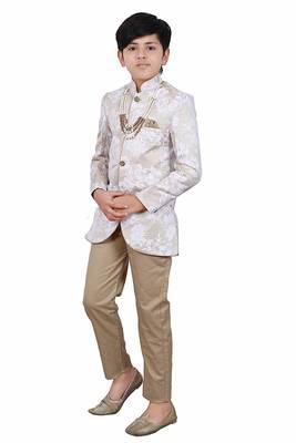 Fawn plain polyester boys-indo-western-dress 2