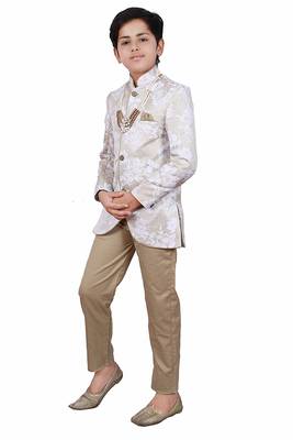 Fawn plain polyester boys-indo-western-dress 3