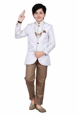 Gold plain polyester boys-indo-western-dress 1