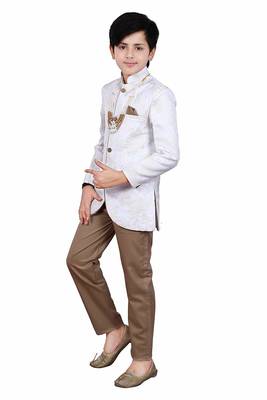 Gold plain polyester boys-indo-western-dress 2