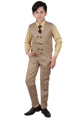 Fawn plain polyester boys-suit 2
