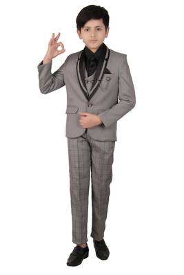 Grey plain polyester boys-suit 1