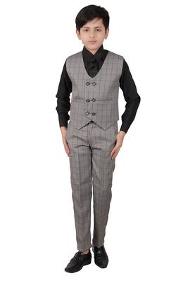 Grey plain polyester boys-suit 2