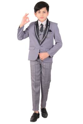 Blue plain polyester boys-suit 1