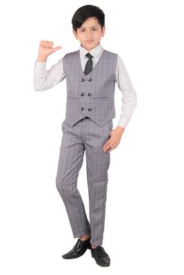 Blue plain polyester boys-suit 2