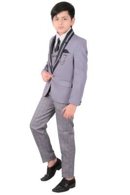 Blue plain polyester boys-suit 3