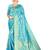 Blue woven banarasi silk saree with blouse