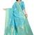 Blue woven banarasi silk saree with blouse