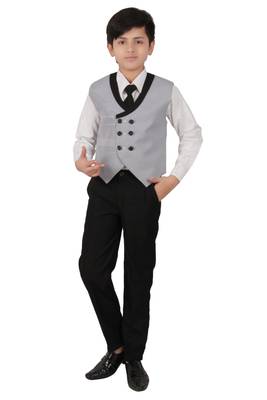 fourfolds boy's black 5-piece suit 2