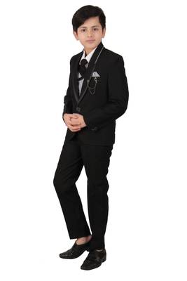 fourfolds boy's black 5-piece suit 3
