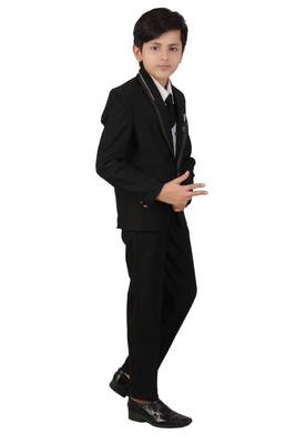 fourfolds boy's black 5-piece suit 4