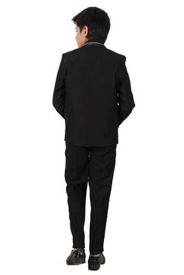 fourfolds boy's black 5-piece suit 5