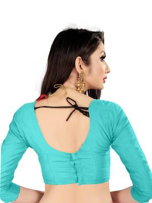 Blue woven banarasi silk saree with blouse 5