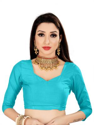 Sky blue woven banarasi silk saree with blouse 4
