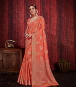 Orange woven art silk saree with blouse