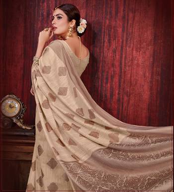 Cream woven art silk saree with blouse 2