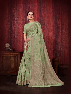 Multicolor woven art silk saree with blouse 1