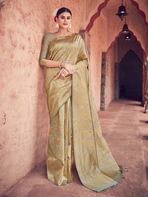 Beige woven art silk saree with blouse 1