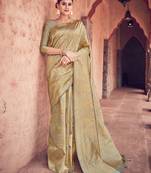 Beige woven art silk saree with blouse
