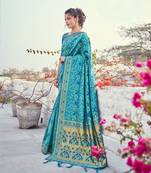 Sky blue woven art silk saree with blouse