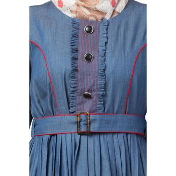 Designer Denim Abaya With Bell Sleeves 4