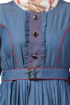 Designer Denim Abaya With Bell Sleeves