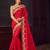 Red embroidered poly silk saree with blouse