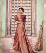 Maroon woven art silk saree with blouse