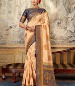 Cream woven art silk saree with blouse