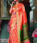 Orange woven art silk saree with blouse