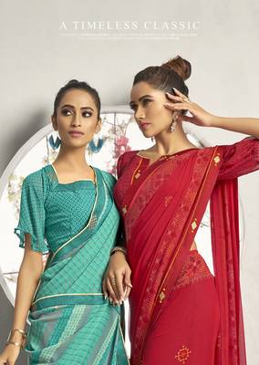 Red woven georgette saree with blouse 2