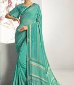 Green woven georgette saree with blouse