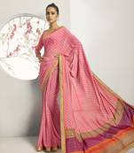 Pink woven georgette saree with blouse