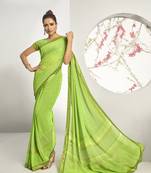 Light green woven georgette saree with blouse