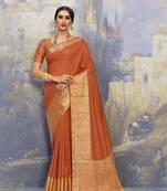 Yellow woven art silk saree with blouse